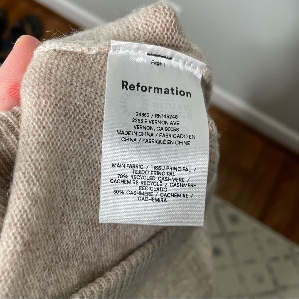 NWT Reformation Dara Cashmere Pants Pull On Cropped In Oatmeal Size L - Picture 6 of 8